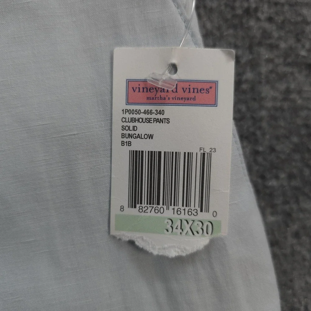 Vineyard Vines Pants Mens 34x30 Blue Clubhouse Linen Silk Dress Pants NEW Summer